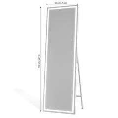 HASIPU Full Length Mirror with Light, Standing Mirror, Tempered Glass, White