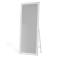 HASIPU Full Length Mirror with Light, Standing Mirror, Tempered Glass, White