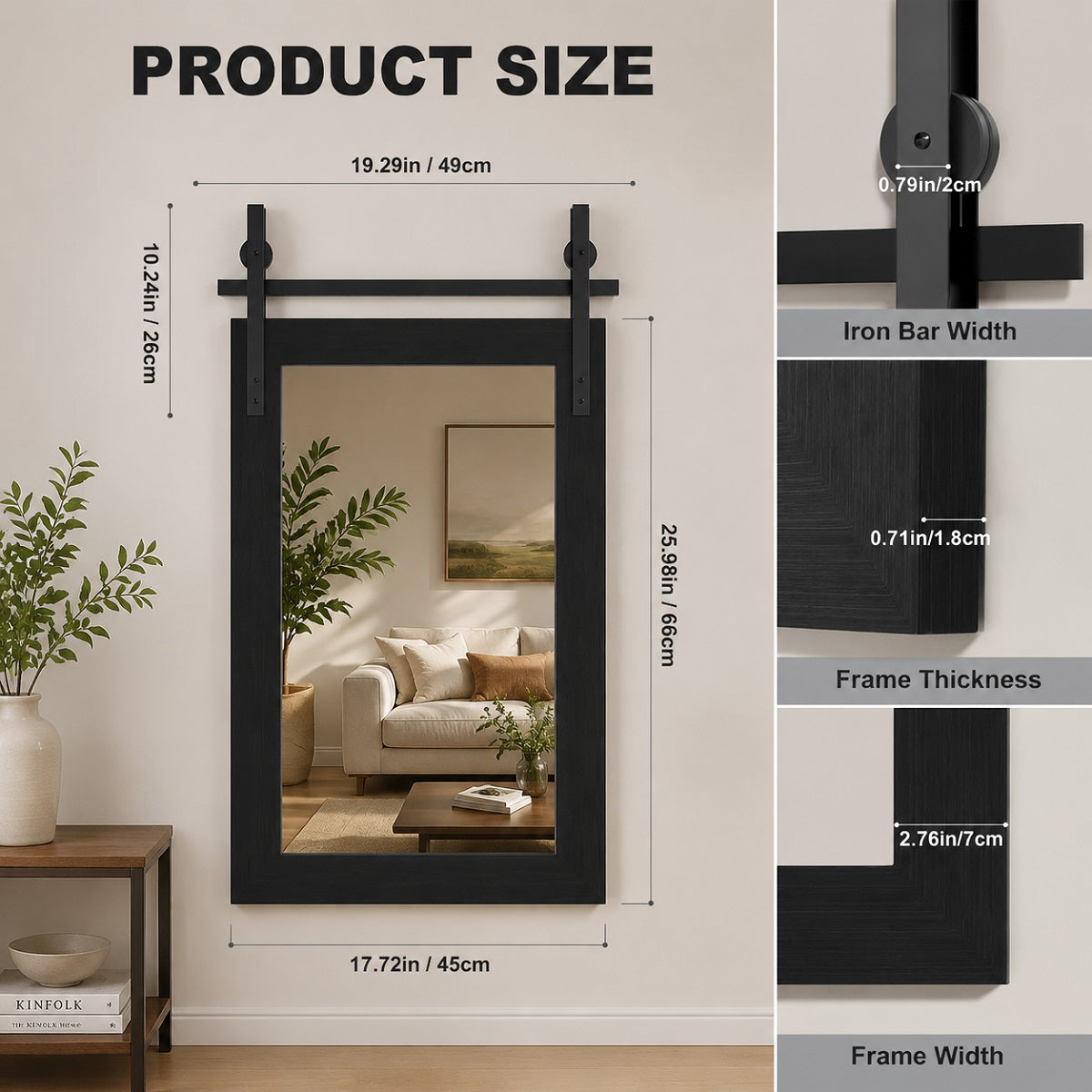 Hasipu Wood Framed Bathroom Mirror KM-Farm