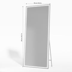 HASIPU Full Length Mirror with Light, Standing Mirror, Tempered Glass, White