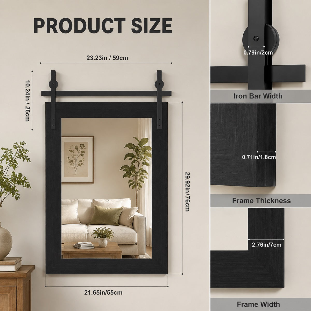Hasipu Wood Framed Bathroom Mirror KM-Farm