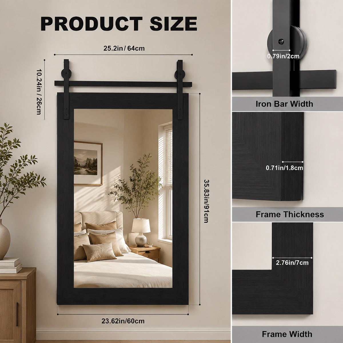 Hasipu Wood Framed Bathroom Mirror KM-Farm