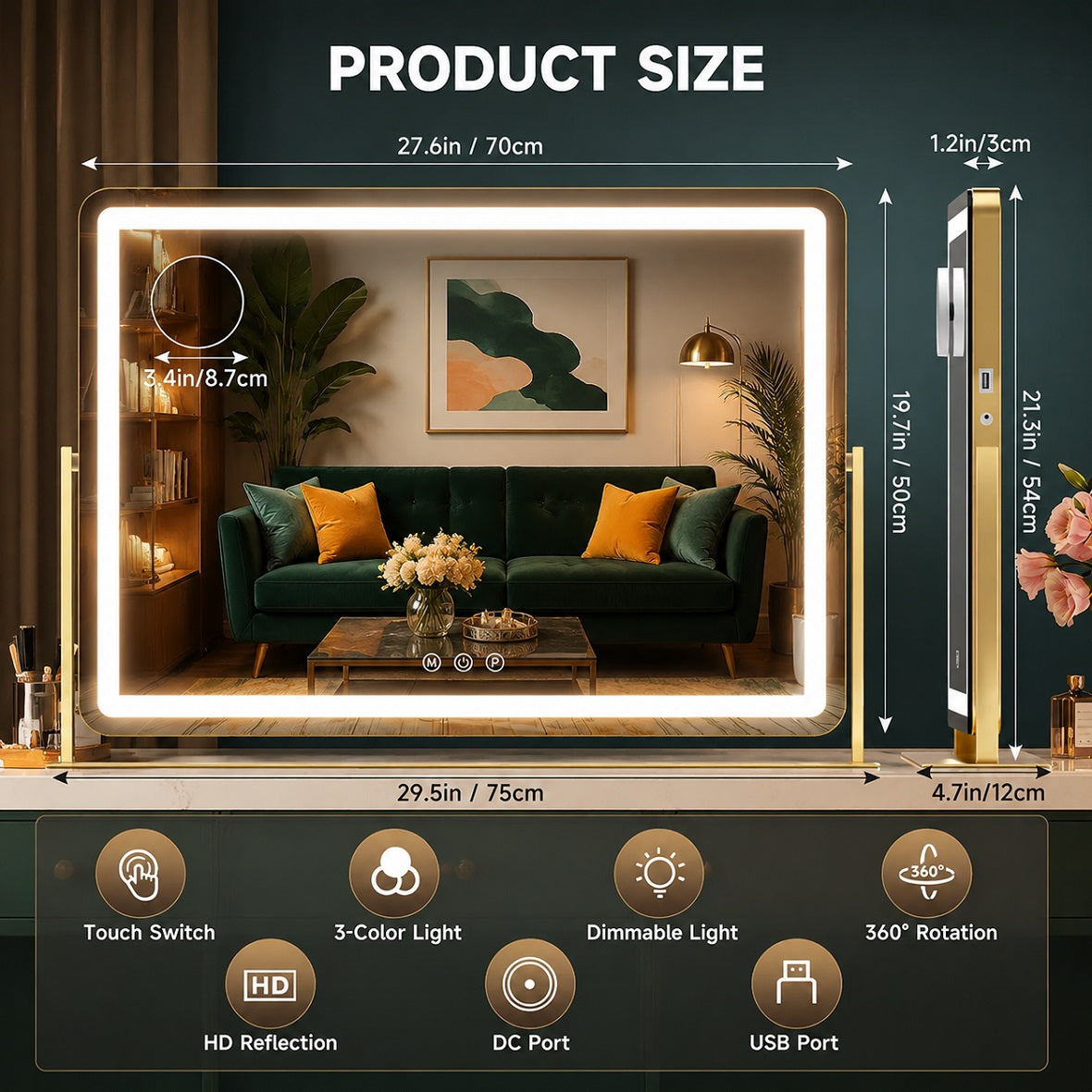 Hasipu LED Makeup Mirror, Vanity Mirror with Lights ZBW9001