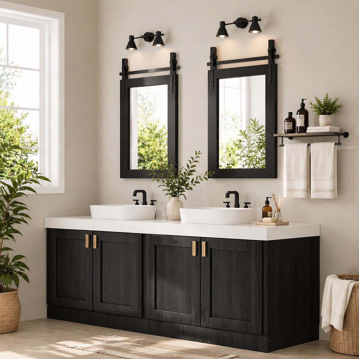 Hasipu Wood Framed Bathroom Mirror KM-Farm