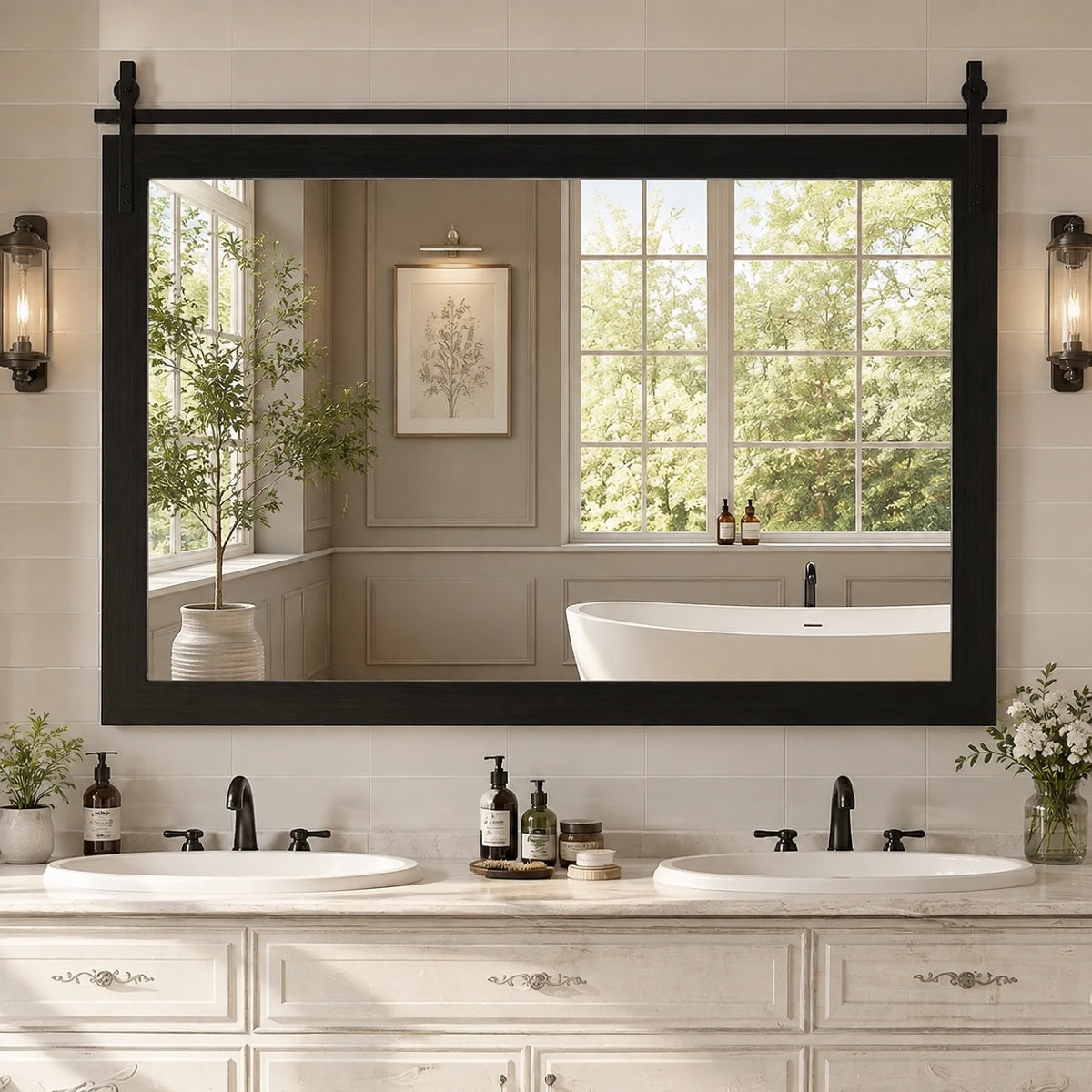 Hasipu Wood Framed Bathroom Mirror KM-Farm