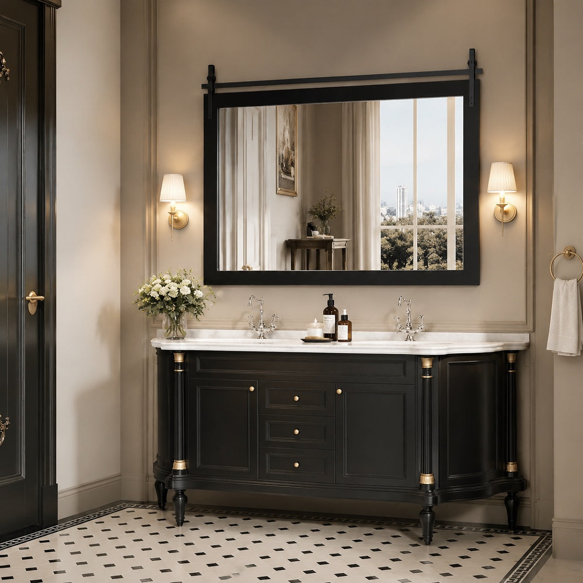 Hasipu Wood Framed Bathroom Mirror KM-Farm