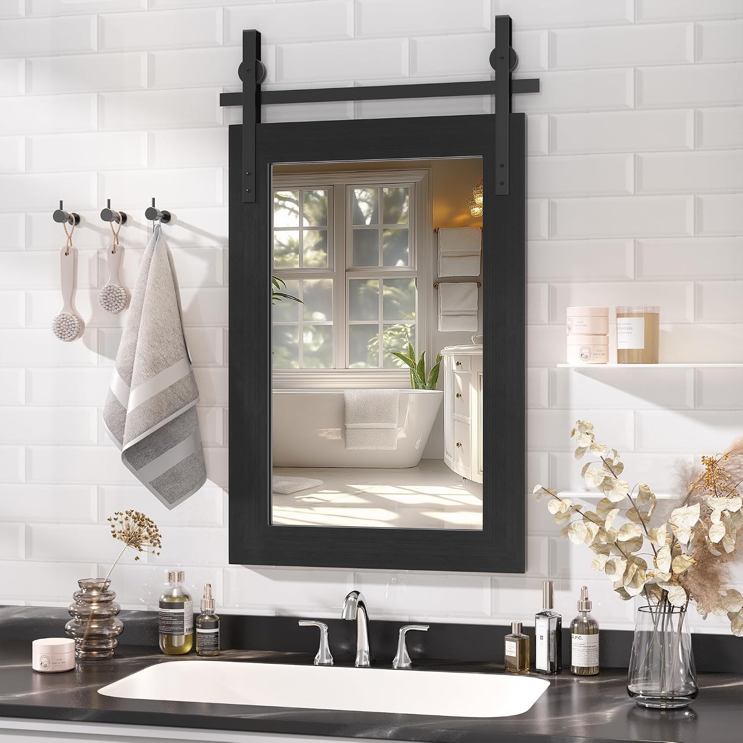 Hasipu Wood Framed Bathroom Mirror KM-Farm