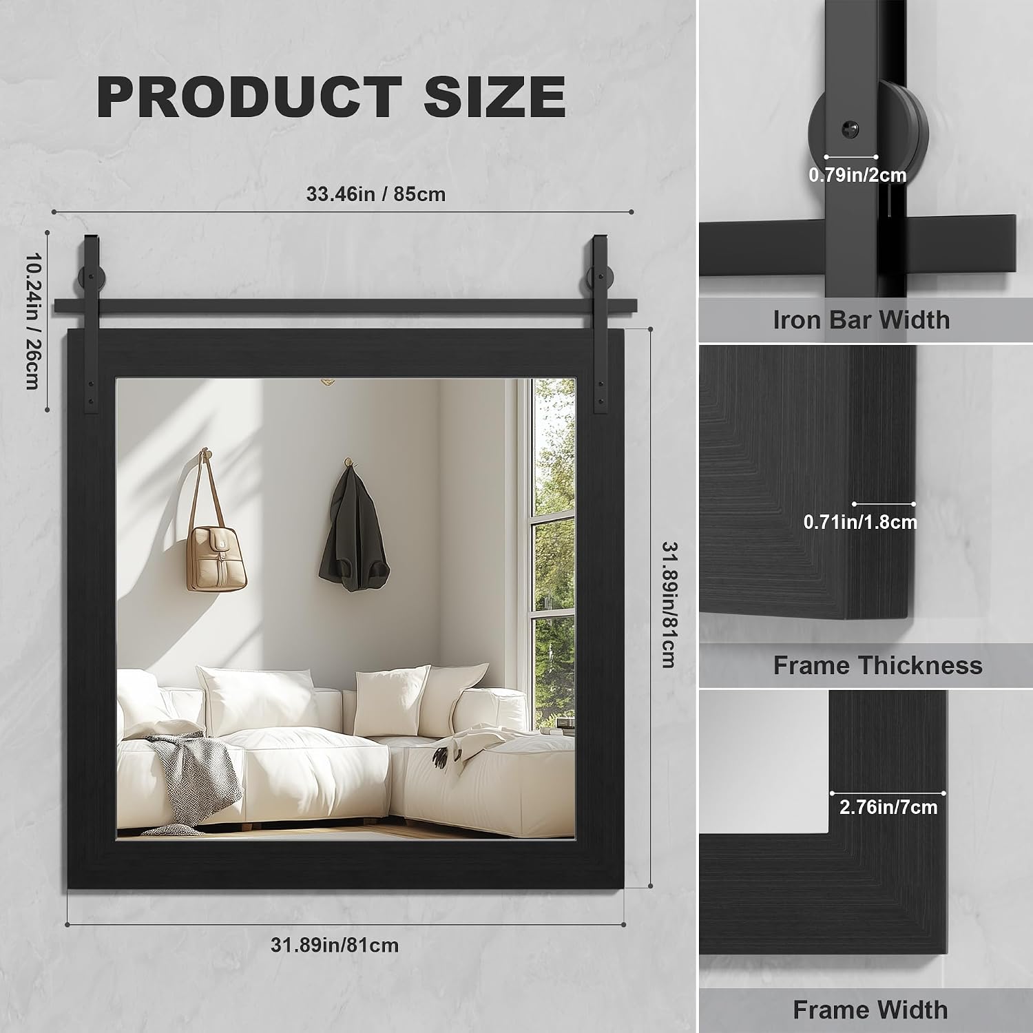 Hasipu Wood Framed Bathroom Mirror KM-Farm