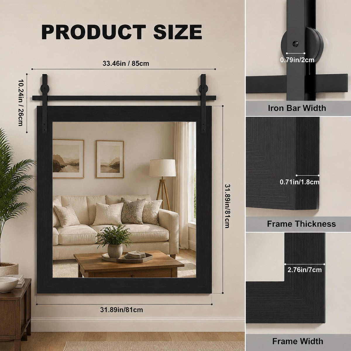 Hasipu Wood Framed Bathroom Mirror KM-Farm