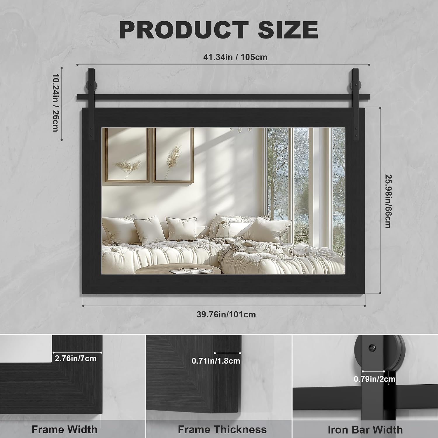 Hasipu Wood Framed Bathroom Mirror KM-Farm