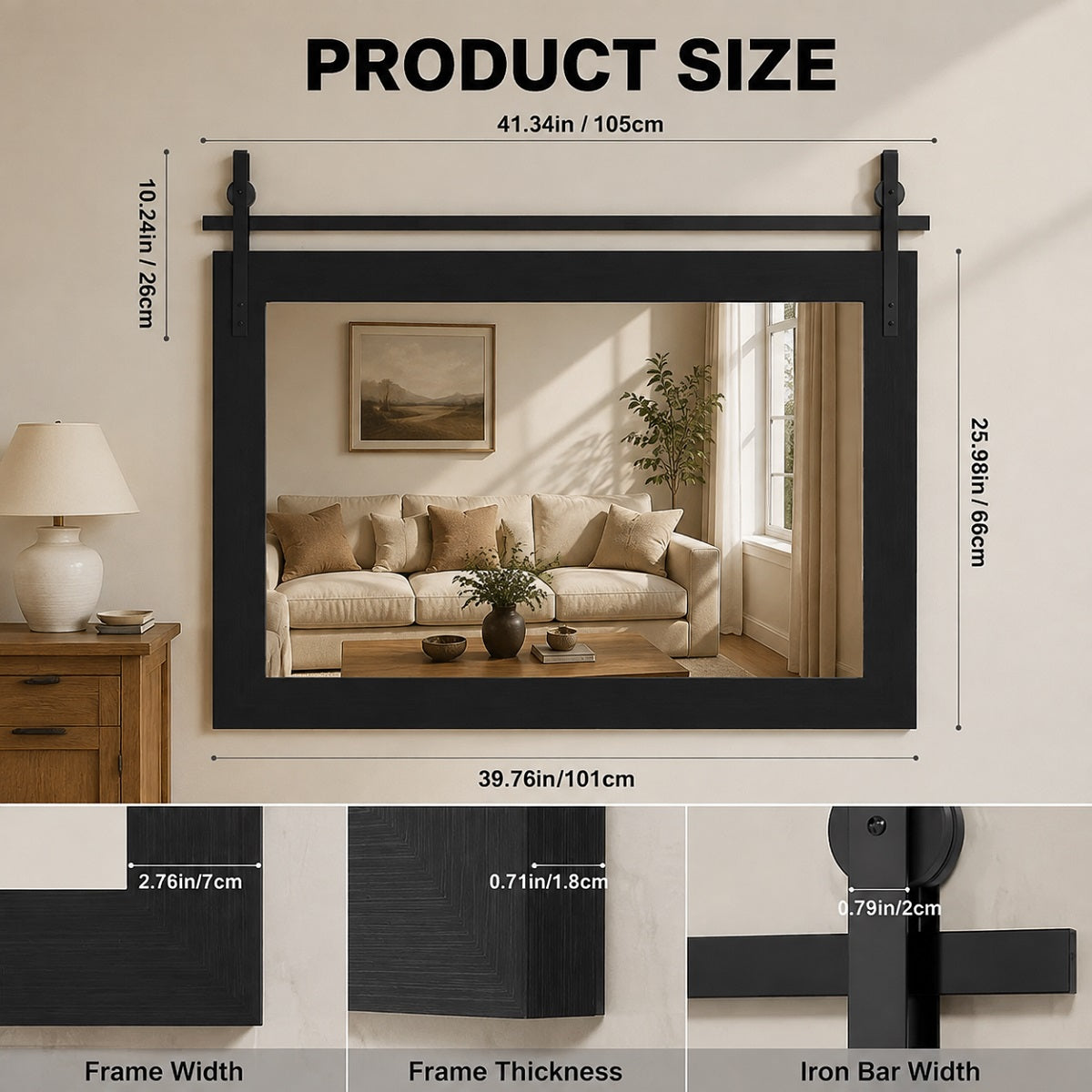 Hasipu Wood Framed Bathroom Mirror KM-Farm