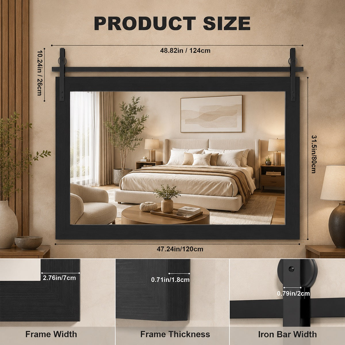 Hasipu Wood Framed Bathroom Mirror KM-Farm