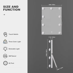 HASIPU Hollywood Vanity Makeup Mirror, Bluetooth White