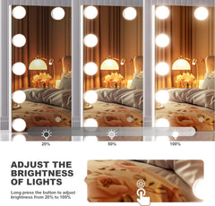 HASIPU Hollywood Vanity Makeup Mirror, Bluetooth White