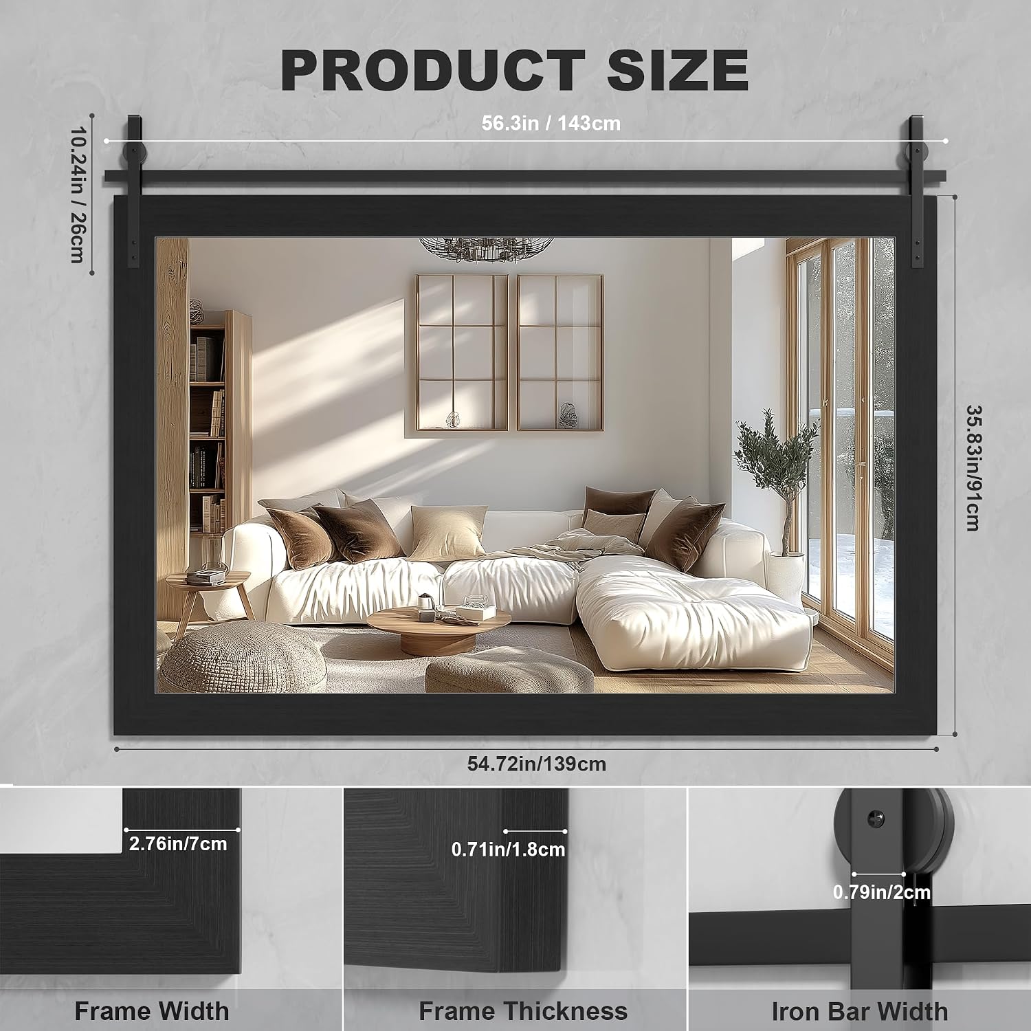 Hasipu Wood Framed Bathroom Mirror KM-Farm