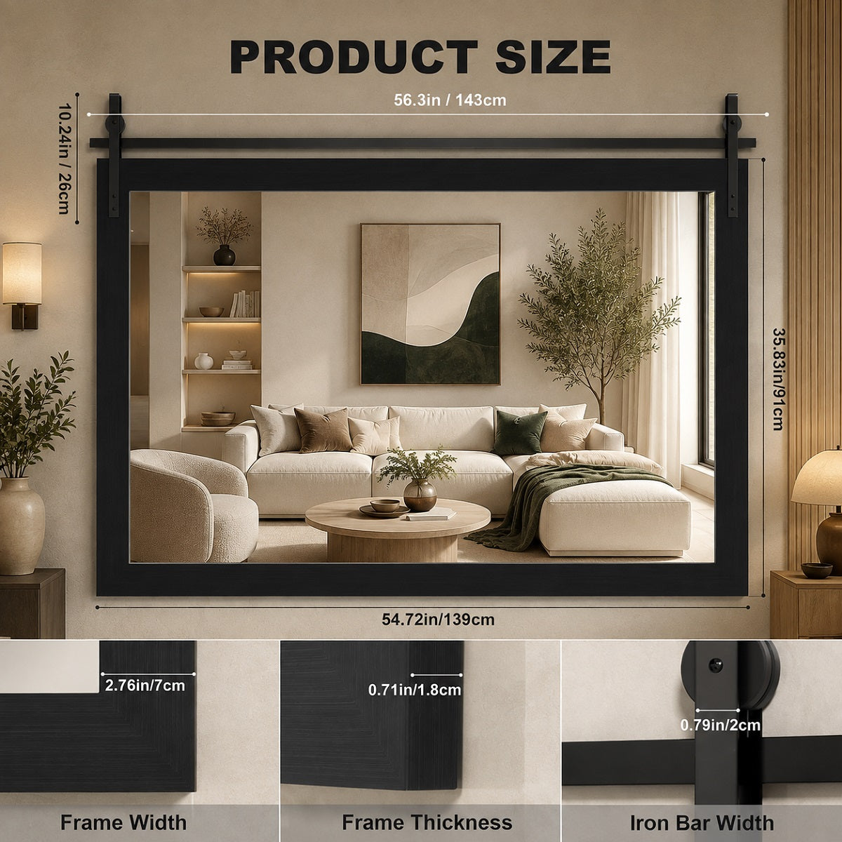 Hasipu Wood Framed Bathroom Mirror KM-Farm