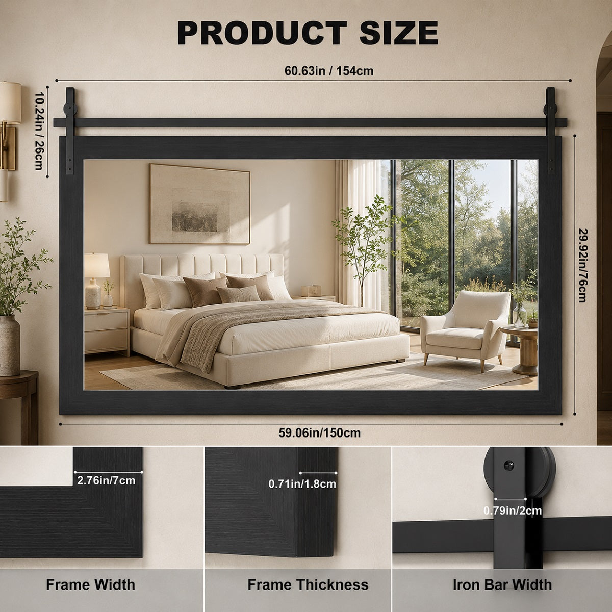 Hasipu Wood Framed Bathroom Mirror KM-Farm