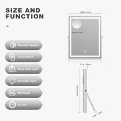 HASIPU Vanity Mirror with Light, LED Makeup Mirror, Bluetooth