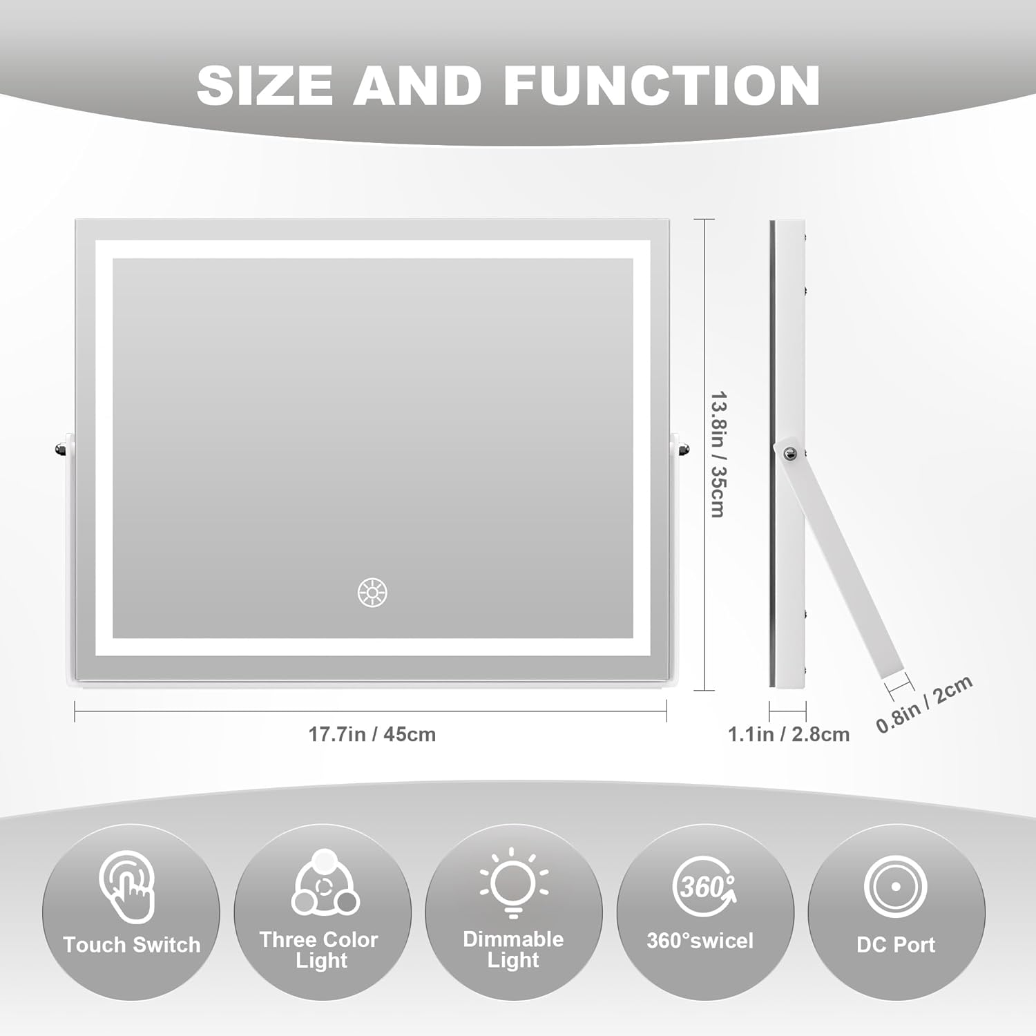 Hasipu Vanity Mirror with Backlit Details