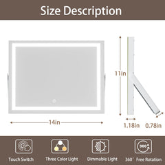 HAISPU Vanity Mirror with Lights, 14" x 11" LED Makeup Mirror