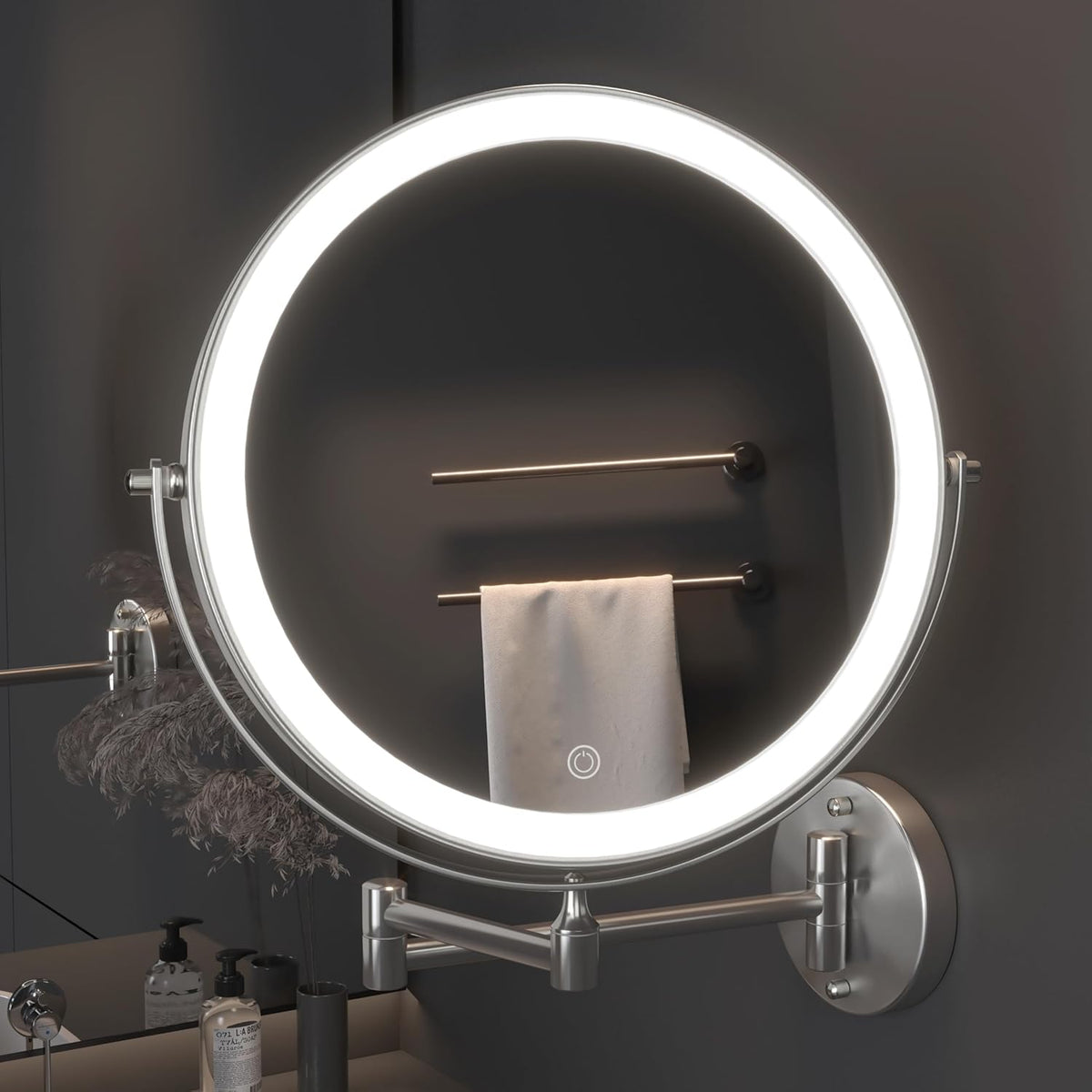 Hasipu Round Wall Mounted Makeup Mirror with 10X Magnification HZ019