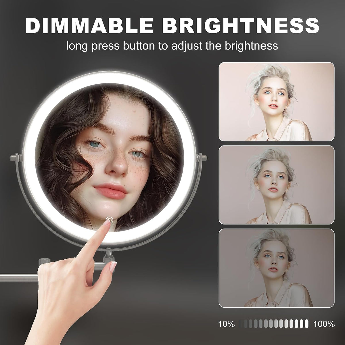 Hasipu Round Wall Mounted Makeup Mirror with 10X Magnification HZ019
