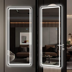 HAISPU Full Length Mirror, Lighted LED Door Mirror, Round Black