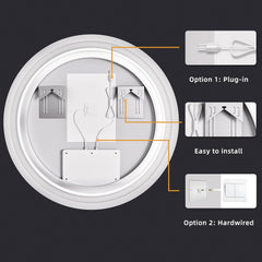 HASIPU Bathroom Mirror, LED Bathroom Mirror Lighted Mirror, Round