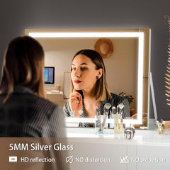 HAISPU Vanity Mirror with Lights, 14" x 11" LED Makeup Mirror