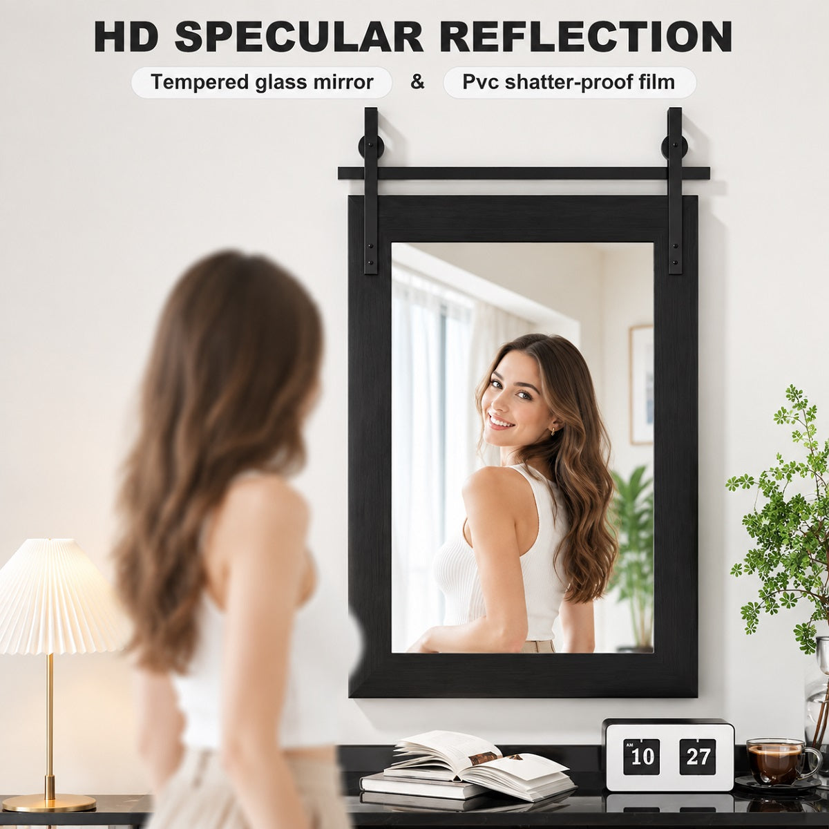 Hasipu Wood Framed Bathroom Mirror KM-Farm