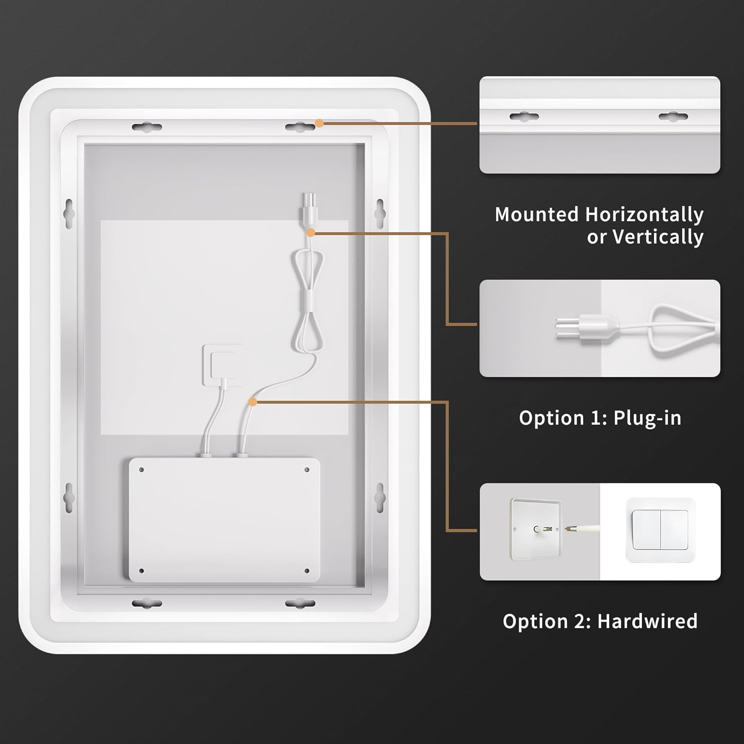 HASIPU Bathroom Mirror, LED Bathroom Mirror Lighted Mirror, Round
