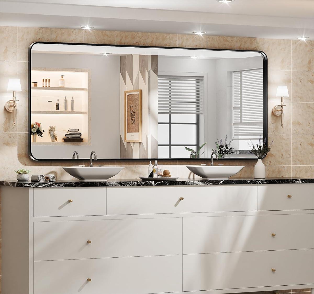 HASIPU Bathroom Mirror, Wall Makeup Mirror, Vanity Mirror for Bathroom