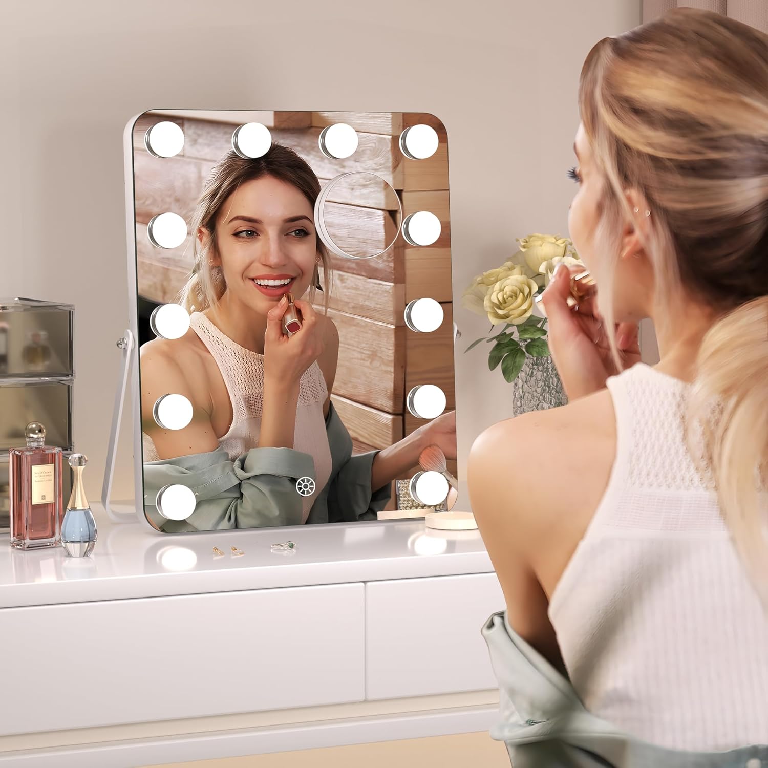 HASIPU 11/12 Bulbs Hollywood Vanity Mirror with Lights, LED Makeup Mirror