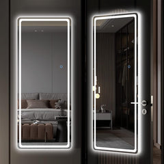 HASIPU Full Length Mirror, LED Door Mirror, Lighted Mirror, Round White
