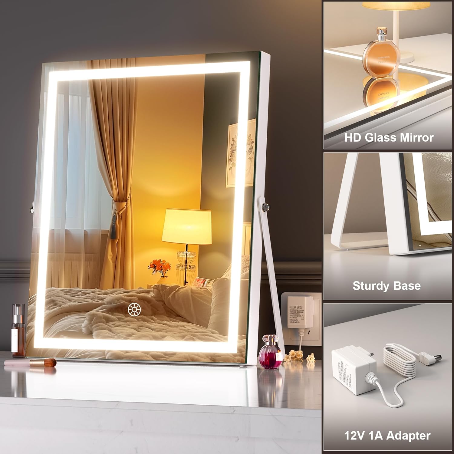 HASIPU Vanity Mirror with Light, LED Makeup Mirror, Bluetooth