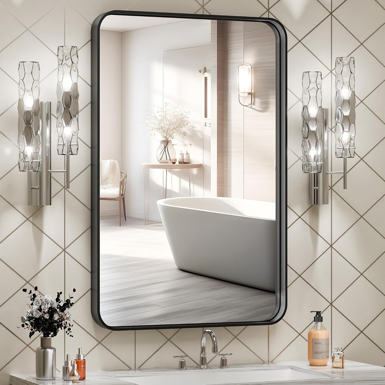 HASIPU Bathroom Mirror, Wall Makeup Mirror, Vanity Mirror for Bathroom