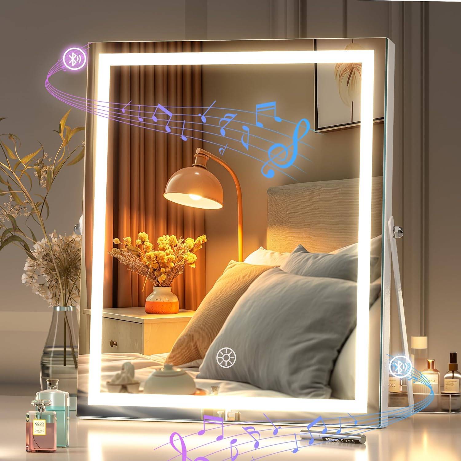 HASIPU Vanity Mirror with Light, LED Makeup Mirror, Bluetooth