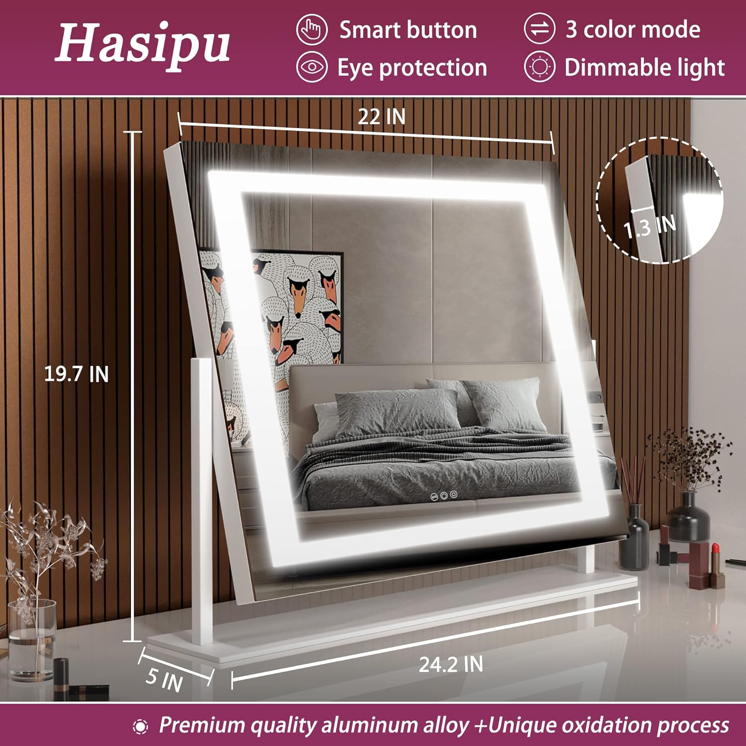 Hasipu Vanity Mirror with Backlit Details
