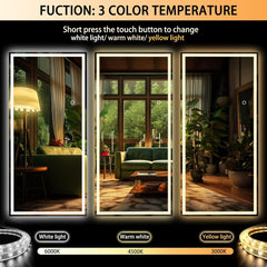 HASIPU Full Length Mirror, LED Door Mirror, Lighted Mirror, Round White