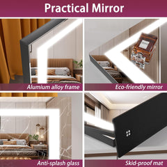 HASIPU Vanity Mirror, 24.2" x 19.7" LED Makeup Mirror, with USB Charging Port