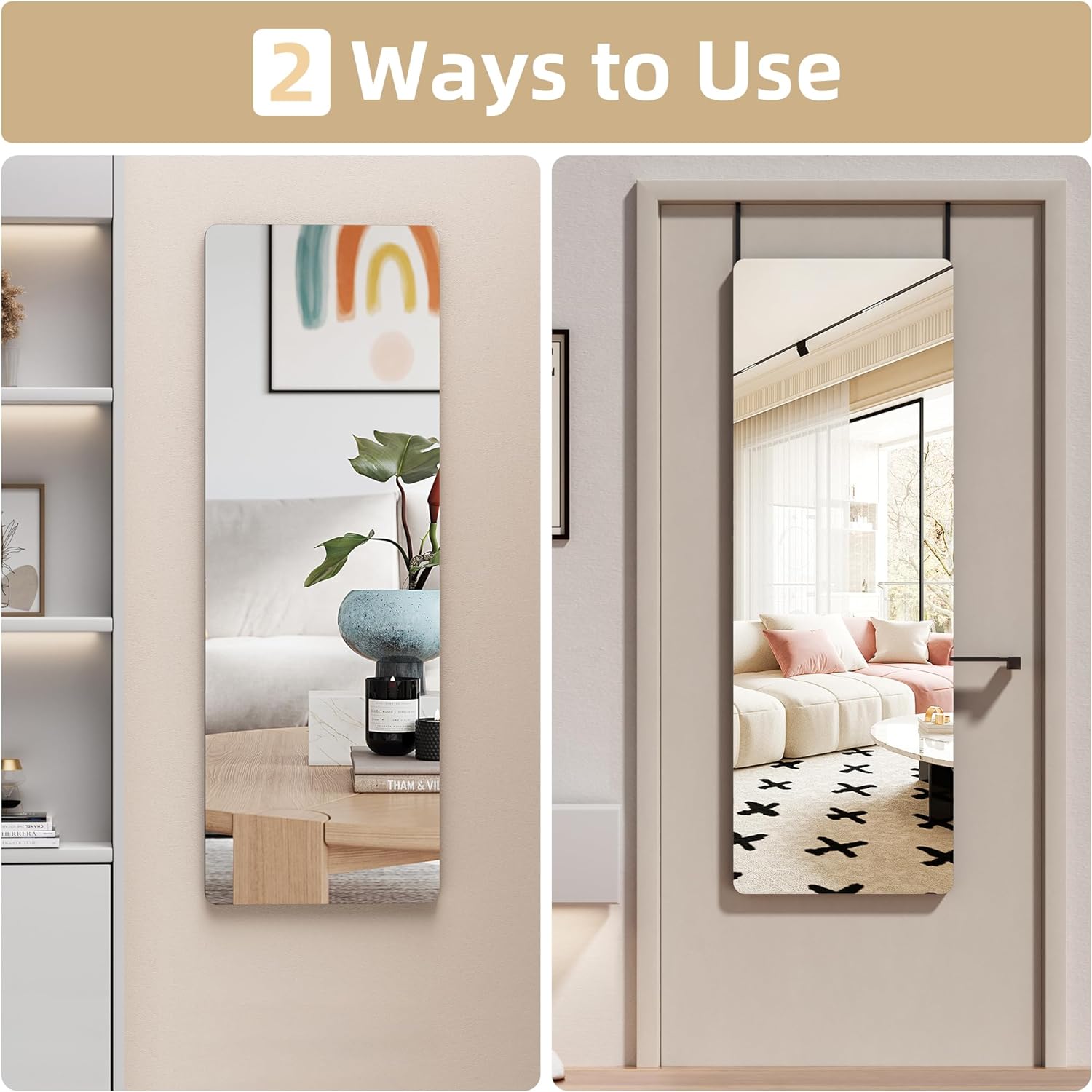 HASIPU Full Length Mirror, Wall Mounted Mirror,Full Body Mirror