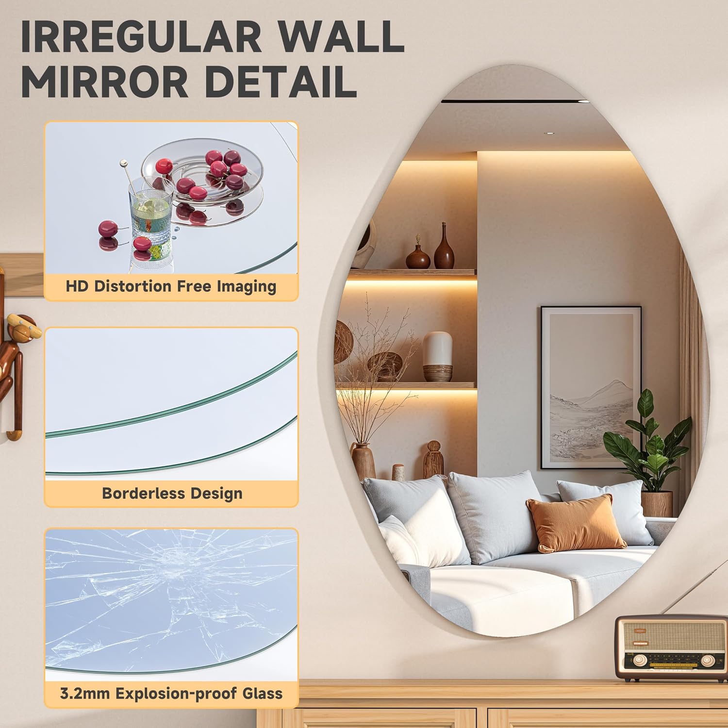 Hasipu Irregular Asymmetrical Mirror KM-BGZ9160