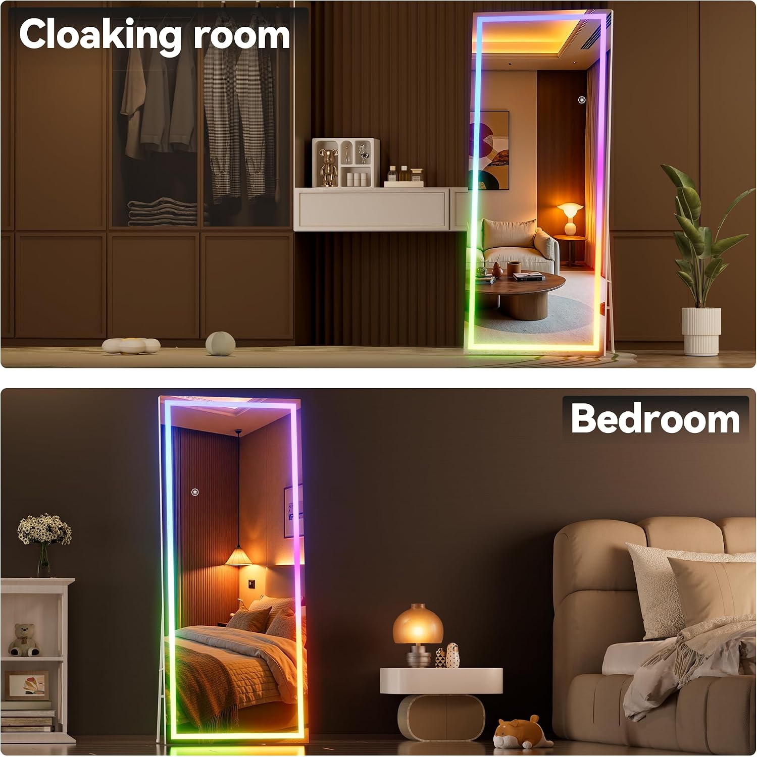 Hasipu LED Full Length Mirrors with Light and Bluetooth KM-RGB-LED