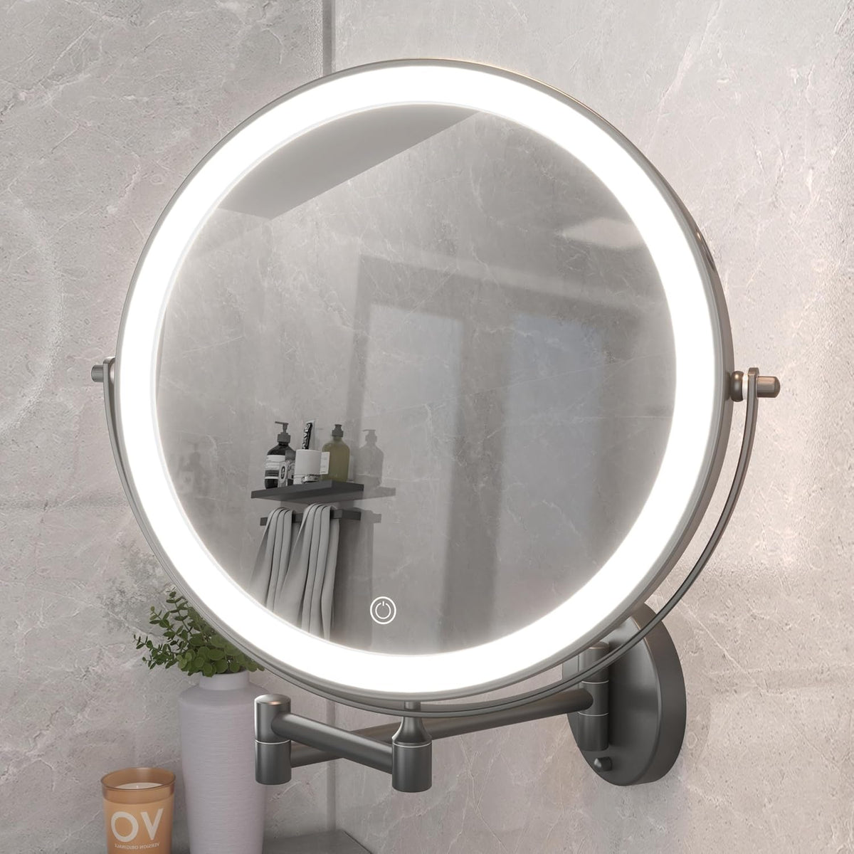 Hasipu Round Wall Mounted Makeup Mirror with 10X Magnification HZ019