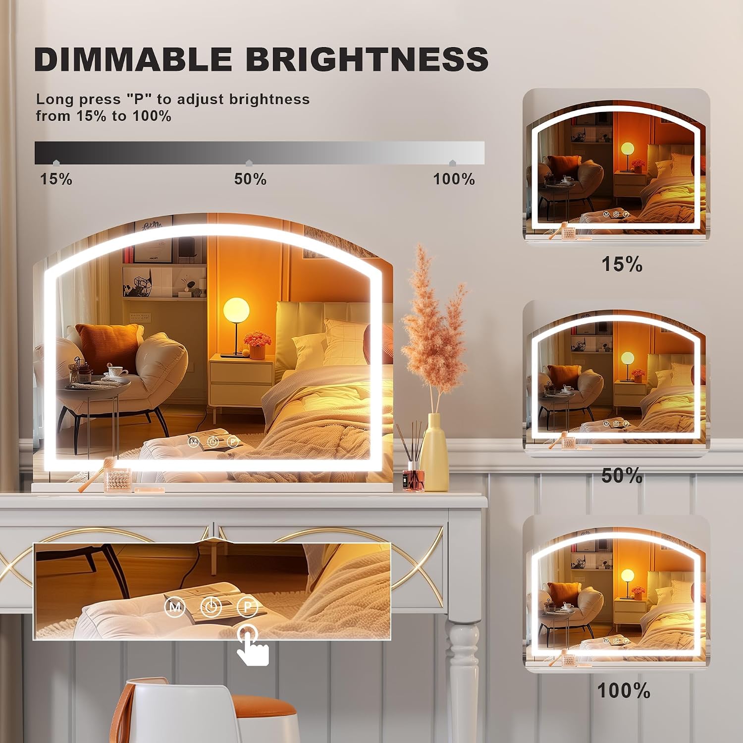 Hasipu Arched LED Vanity Mirror with Lights HZ023