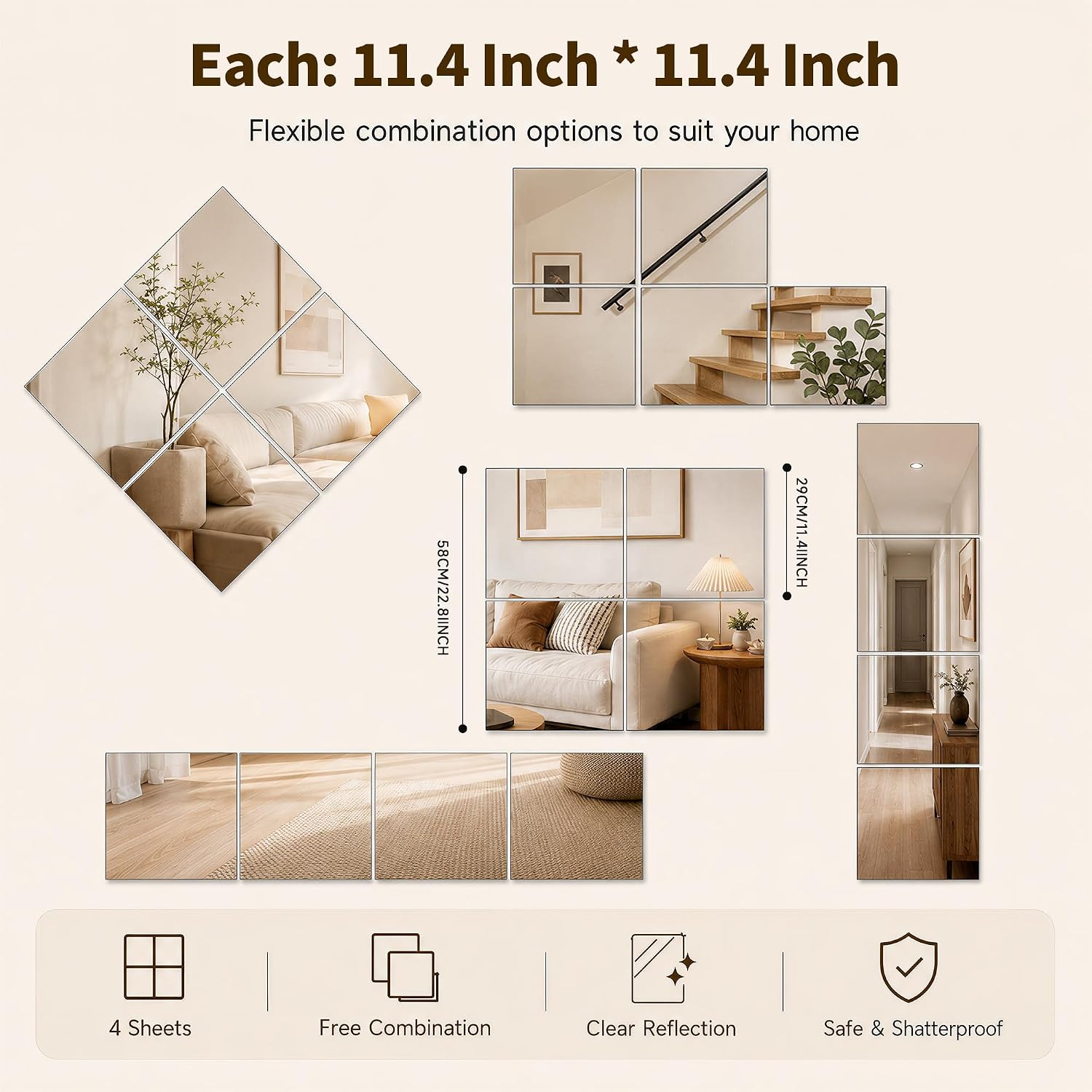 Hasipu Frameless Wall Decorative Glass Mirror KM-WALL