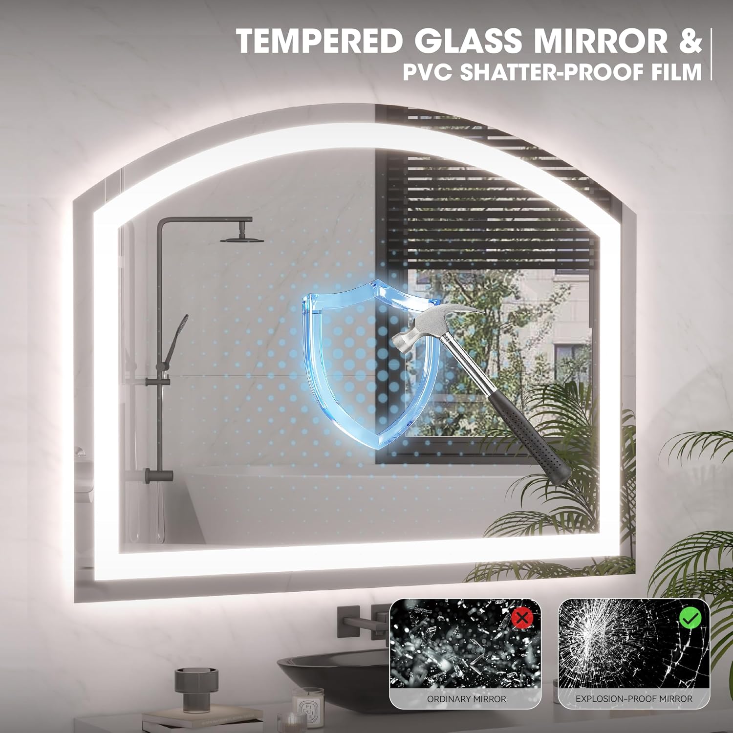Hasipu Arch LED Bathroom Mirrors with Light KM-SXYS
