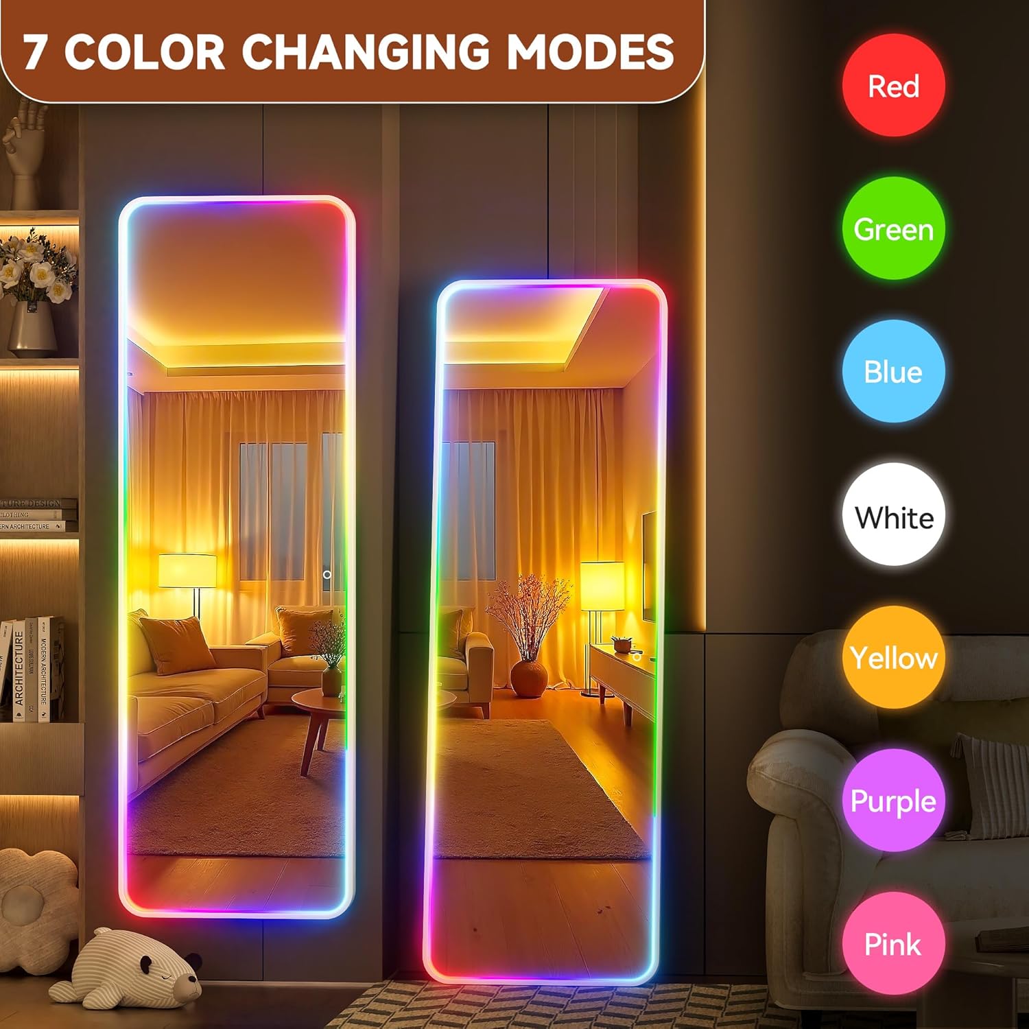 Hasipu LED Full Length Mirrors with Light and Bluetooth XX-RGB-GM