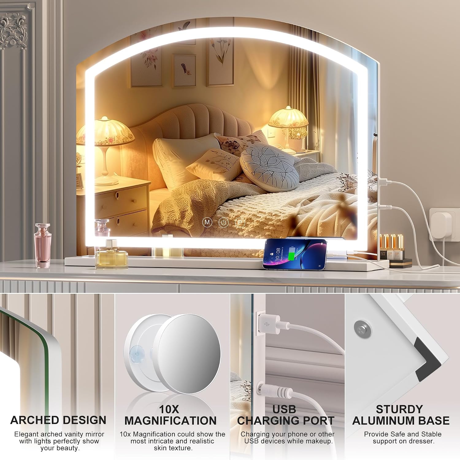Hasipu Arched LED Vanity Mirror with Lights HZ023