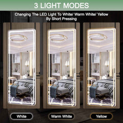 HASIPU Full Length Mirror, LED Door Mirror, Lighted Mirror, Round White